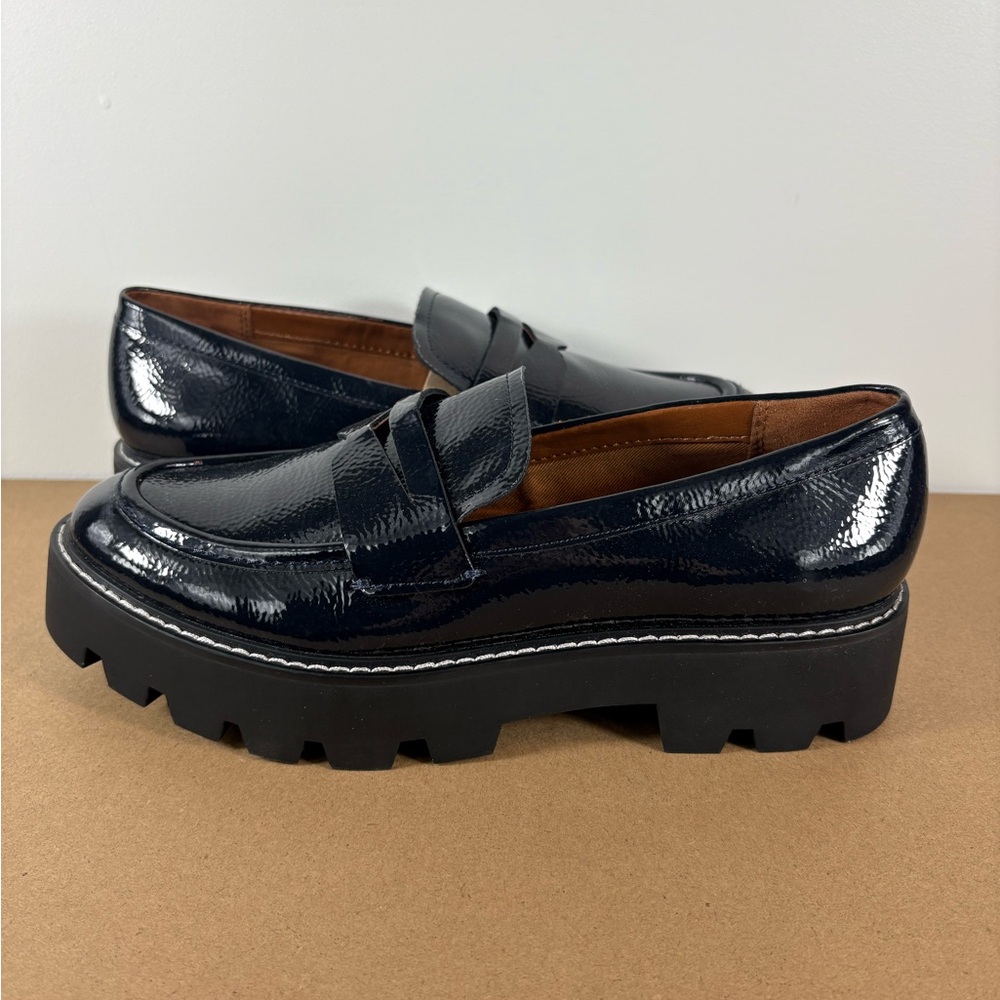 Franco Sarto L-Balin Burgun Chunky Lug Sole Loafers Women's SZ 7 Casual Style
